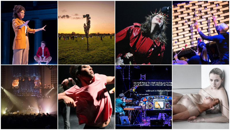 The grant recipients, clockwise on the photo: Anoek Nuyens, Strijbos & van Rijswijk, Naomi Velissariou, Slagwerk Den Haag, Katja Heitmann, Tin Men & The Telephone, Arno Schuitemaker, Ensemble Klang.